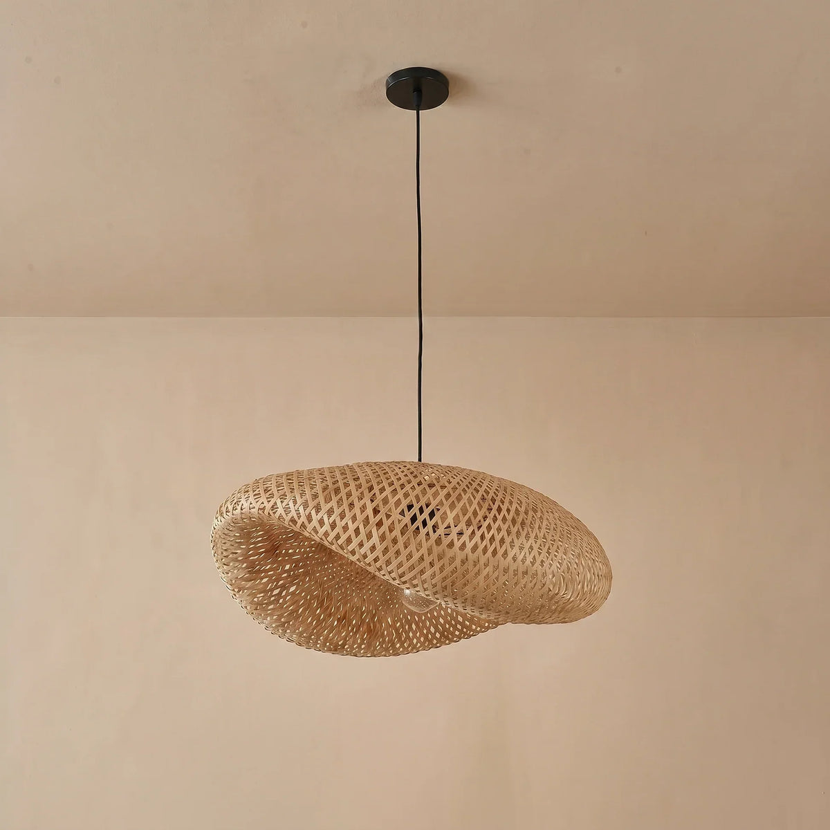 Woven Rattan Pendant Light with Adjustable Height for Dining Room & Kitchen | Natural Ceiling Fixture with E27 Socket | Scandinavian