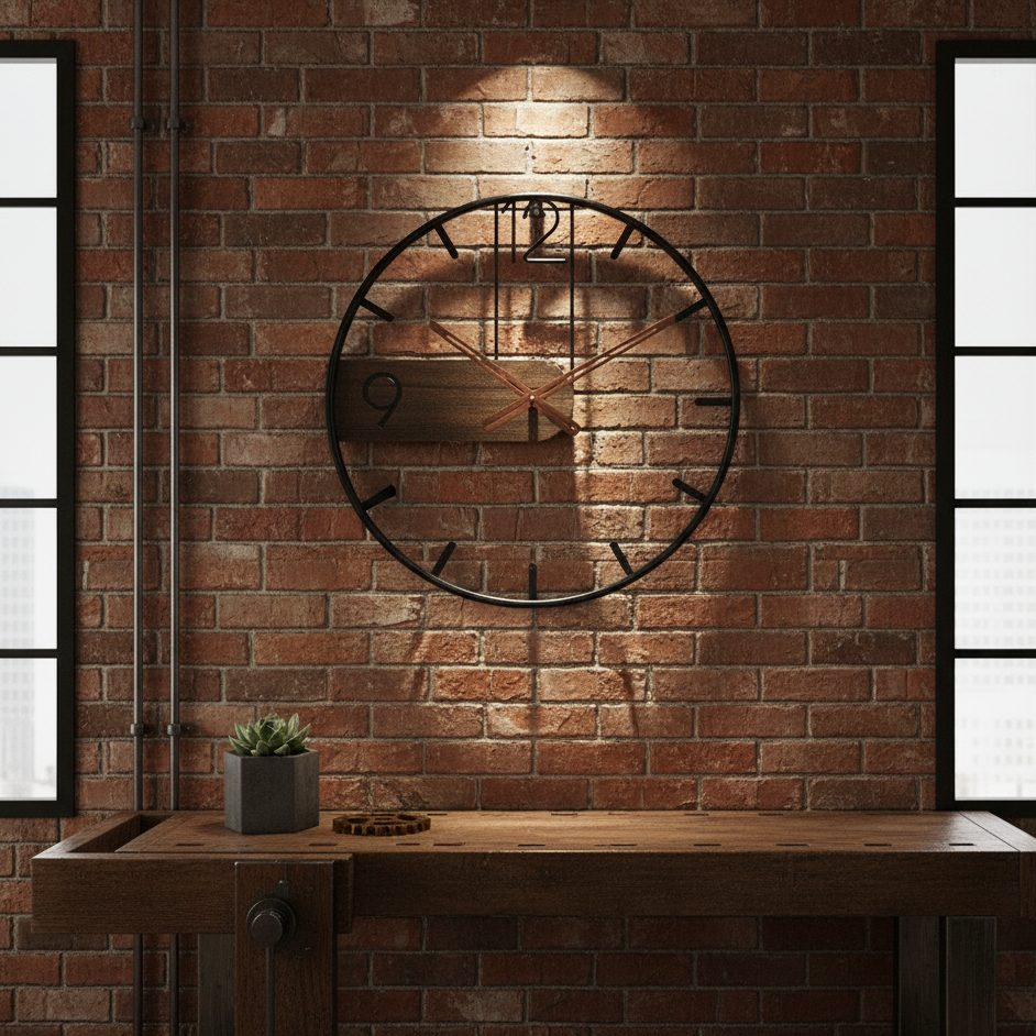 Quiet Wood & Metal Wall Clock | Round Timepiece 16-20 Inch | Battery Operated Silent Sweep for Bedroom Office Kitchen Living Room Decor