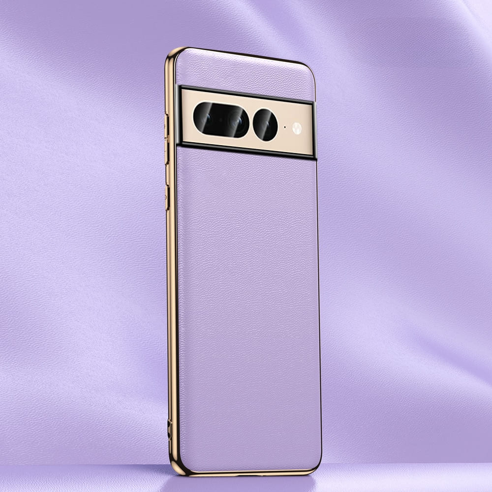 Premium Full-Grain Leather Google Pixel Phone Case with Metallic Frame Accent Wireless Charging Compatible