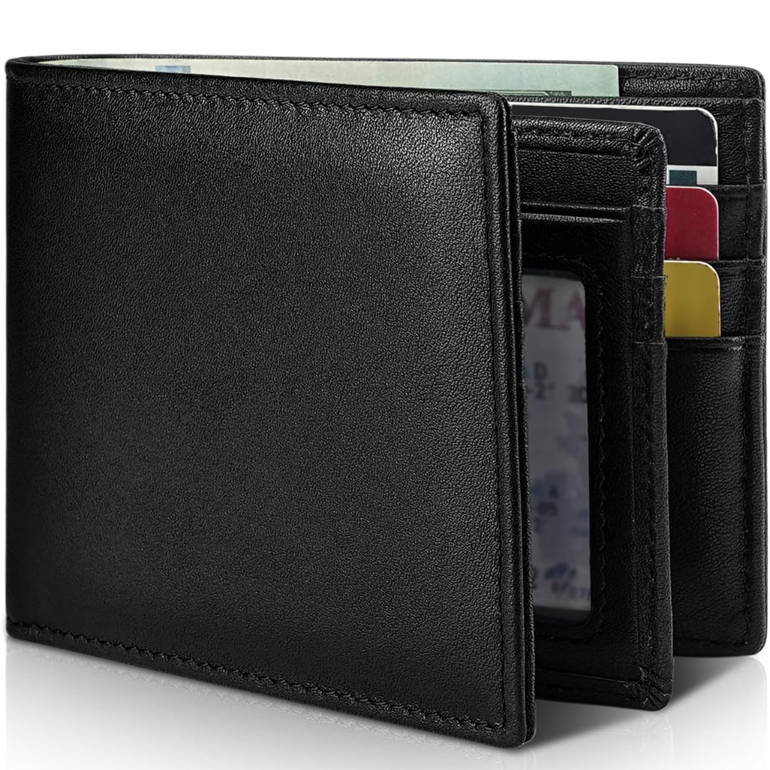Genuine Leather Men's Wallet with RFID Protection | Slim Bifold Design for Secure Storage