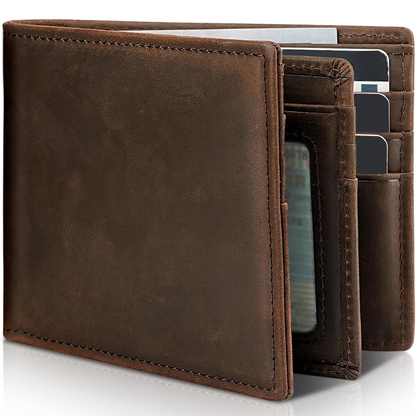 Genuine Leather Men's Wallet with RFID Protection | Slim Bifold Design for Secure Storage
