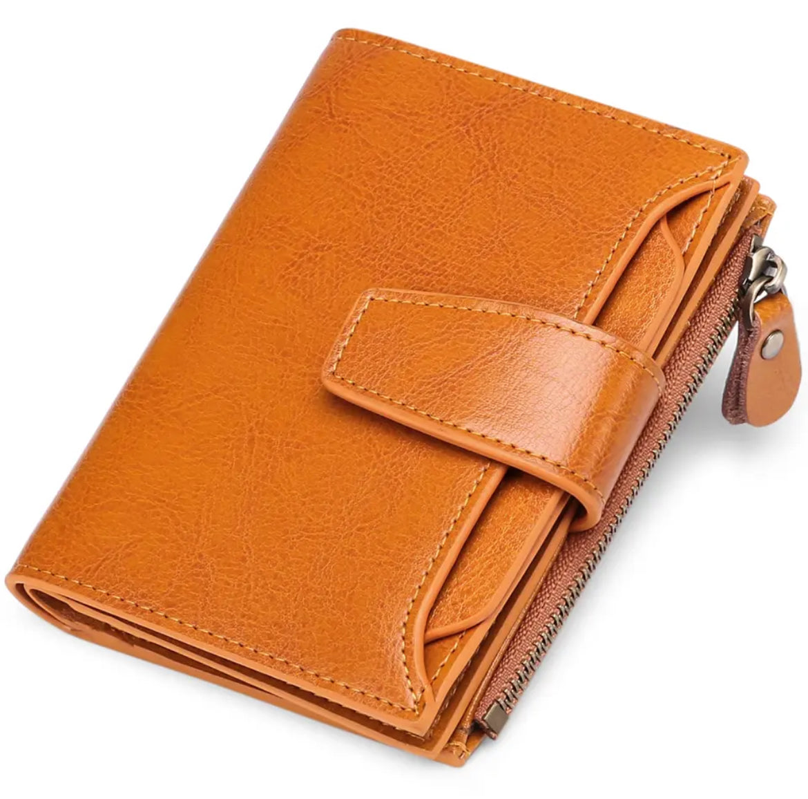 Genuine Leather Multi-Pocket Wallet with RFID Protection | Compact Design for Secure Organization