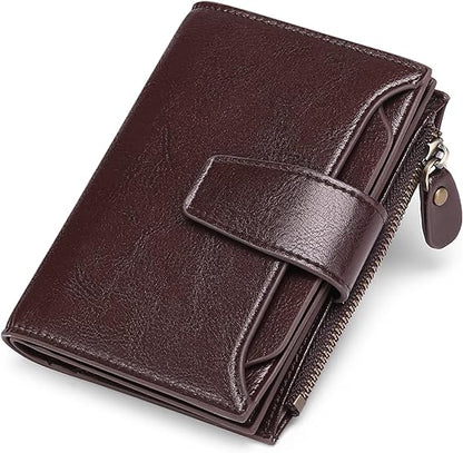 Genuine Leather Multi-Pocket Wallet with RFID Protection | Compact Design for Secure Organization
