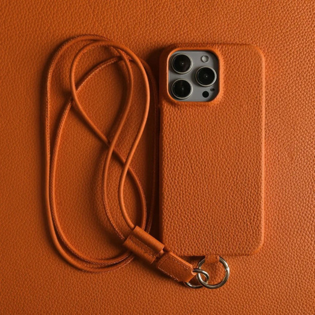 Genuine Leather Phone Case with Crossbody Strap for Stylish Convenience