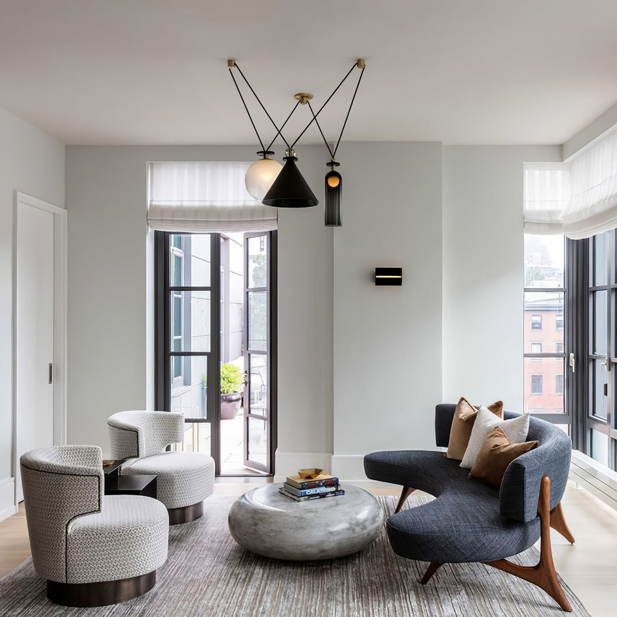 Modular Sculptural Ceiling Light with Adjustable Sections & Custom Finish Options for Dining Room Kitchen Living Room
