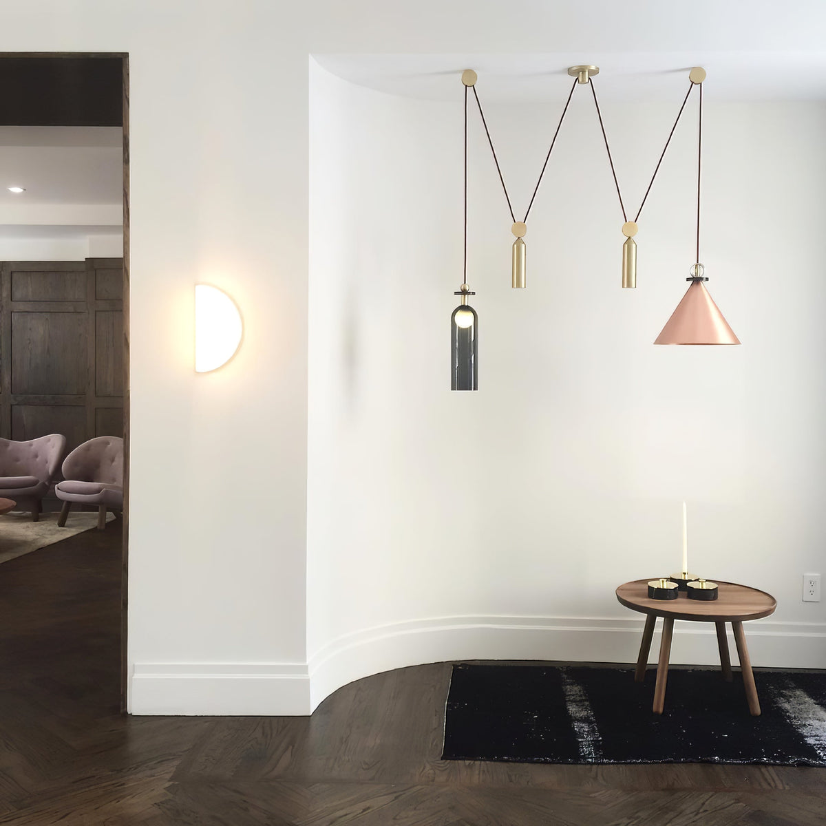 Modular Sculptural Ceiling Light with Adjustable Sections & Custom Finish Options for Dining Room Kitchen Living Room