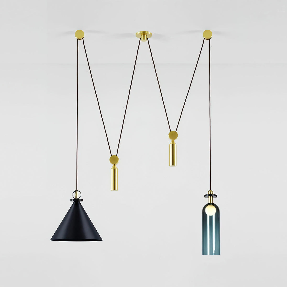 Modular Sculptural Ceiling Light with Adjustable Sections & Custom Finish Options for Dining Room Kitchen Living Room