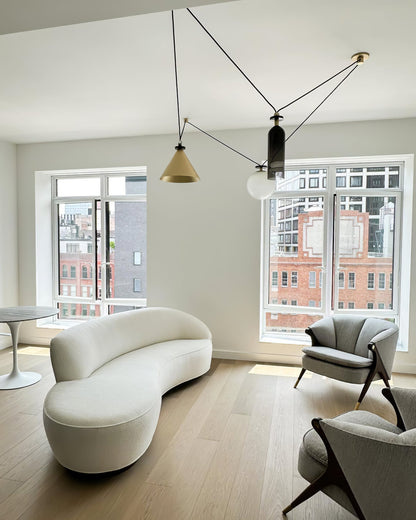 Modular Sculptural Ceiling Light with Adjustable Sections & Custom Finish Options for Dining Room Kitchen Living Room