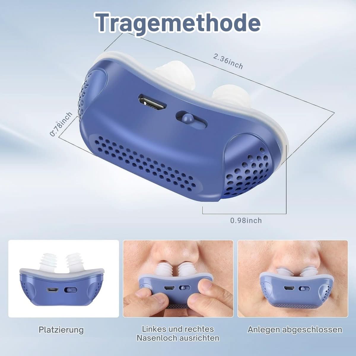 Compact Anti-Snoring Sleep Aid Device with Gentle Airflow Technology for Uninterrupted Rest