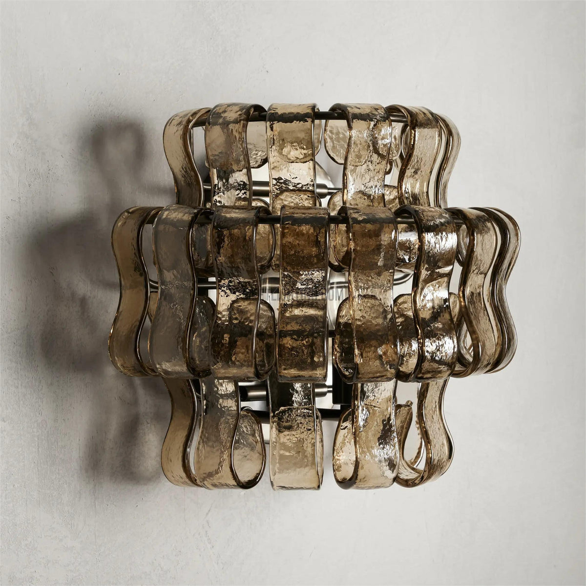 Textured Glass Wall Sconce Light Fixture with Curved Shade for Living Room Bedroom Dining Room | Hardwired 2-Bulb Accent Lighting