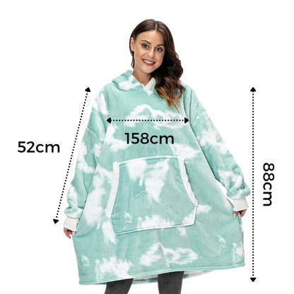 Oversized Wearable Throw with Hood & Front Pocket for Couch Lounging, Streaming & Staying Warm Indoors or Outdoors