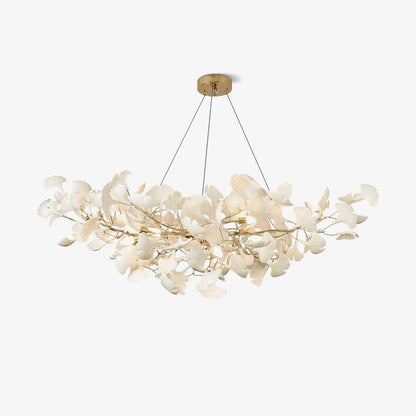 Ceramic Leaf Chandelier with Adjustable Height LED – Modern Organic Hanging Light for Dining Room, Kitchen Island & Living Room