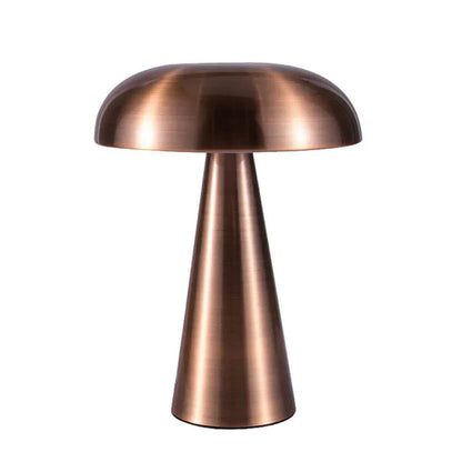 Rechargeable Mushroom Table Lamp Cordless Touch Control LED 3 Brightness Settings Portable Accent Light Bronze Gold for Bedroom Living