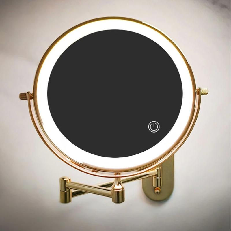 RadiantGlow LED Vanity Mirror – Magnifying Touch Light with 360° Flexibility