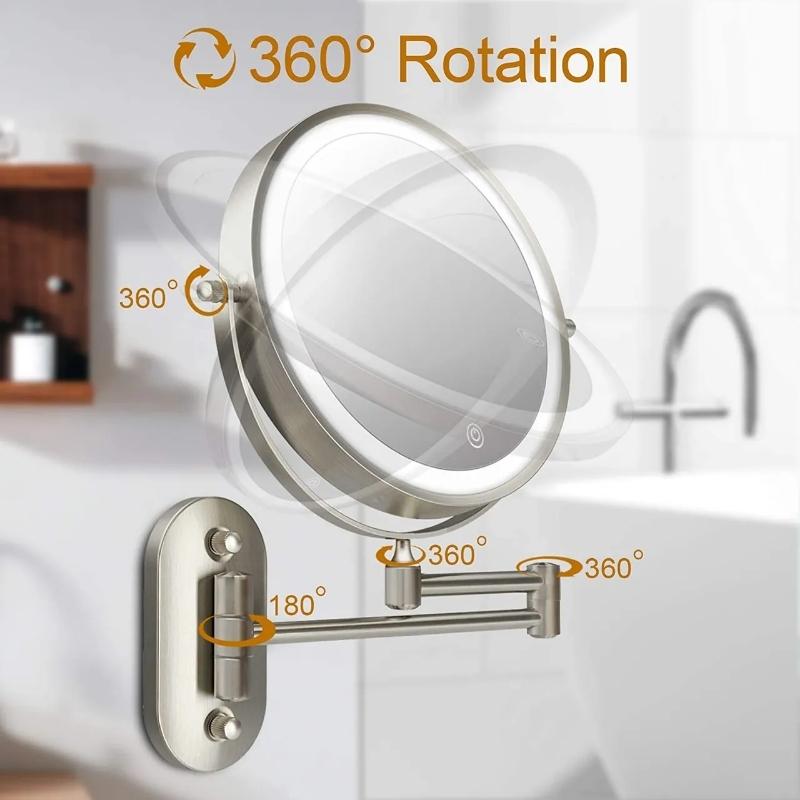 RadiantGlow LED Vanity Mirror – Magnifying Touch Light with 360° Flexibility