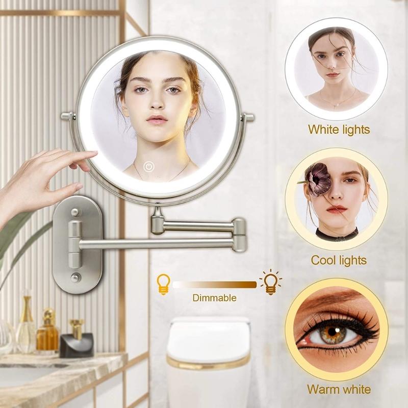 RadiantGlow LED Vanity Mirror – Magnifying Touch Light with 360° Flexibility