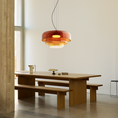 Hand-Blown Glass Dome Ceiling Light 16.5 in Adjustable Height Green Overhead Fixture for Dining Room Kitchen Island Modern Sculptural Ambien