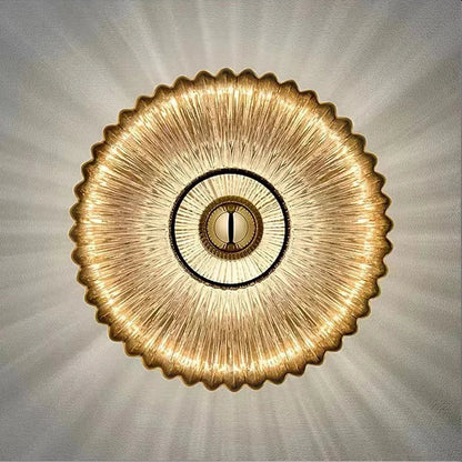 Textured Glass Sconce Fixture Warm Glow Indoor Accent Light Shell Shape for Entryway Bedroom Hallway Contemporary Boho Art Deco Style