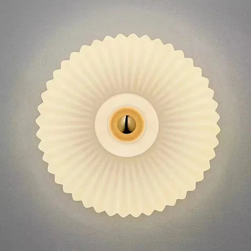 Textured Glass Shell Sconce in Golden Amber Finish for Bedroom Hallway Living Room Accent Lighting