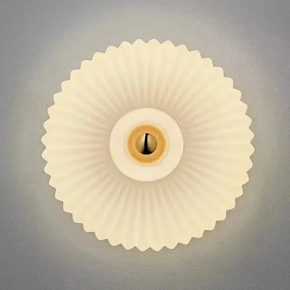 Textured Glass Shell Sconce in Golden Amber Finish for Bedroom Hallway Living Room Accent Lighting