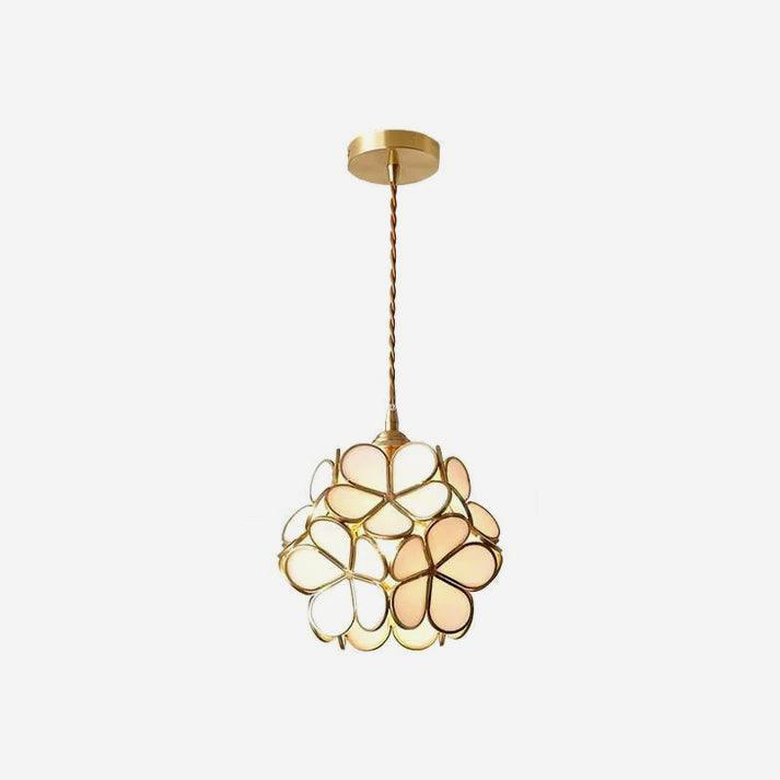 Glass Shade Hanging Fixture 8-Inch Brass Finish Ceiling Light for Kitchen Dining Room Entryway Hardwired with Adjustable Cable