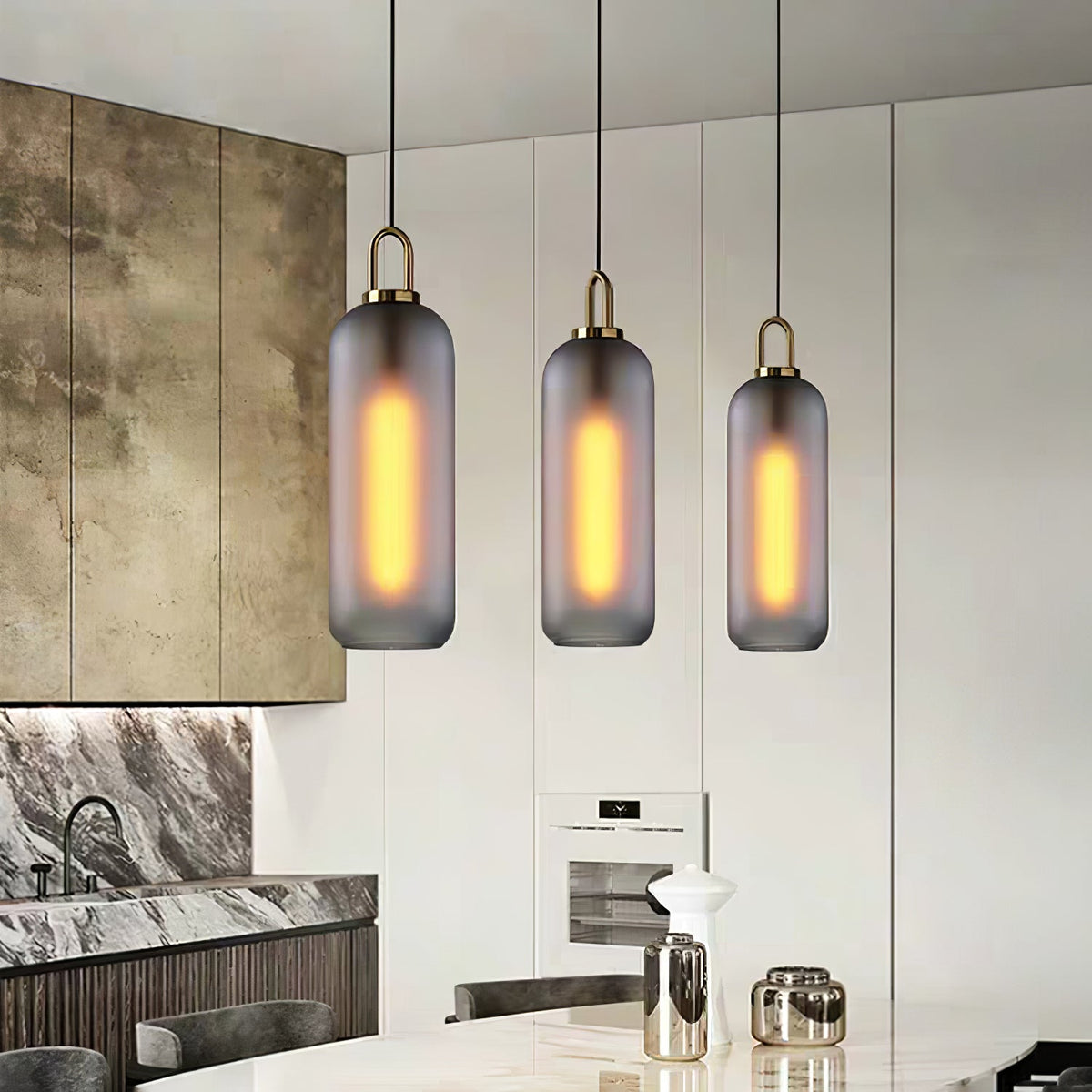Glass Globe Hanging Light Fixture with Adjustable Cord for Dining Room Kitchen Island Bedroom Modern Minimalist Ceiling Pendant Lamp