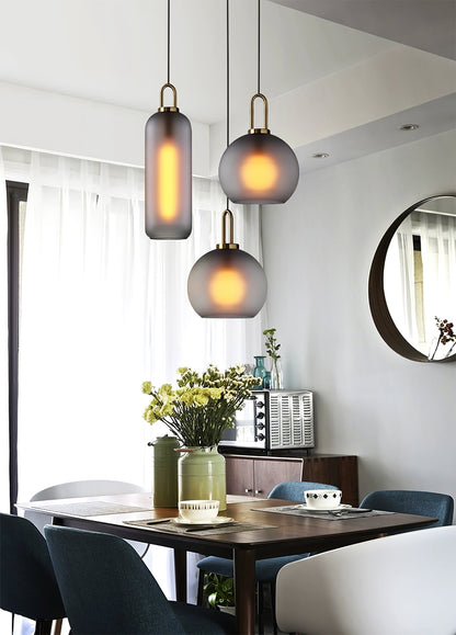 Glass Globe Hanging Light Fixture with Adjustable Cord for Dining Room Kitchen Island Bedroom Modern Minimalist Ceiling Pendant Lamp