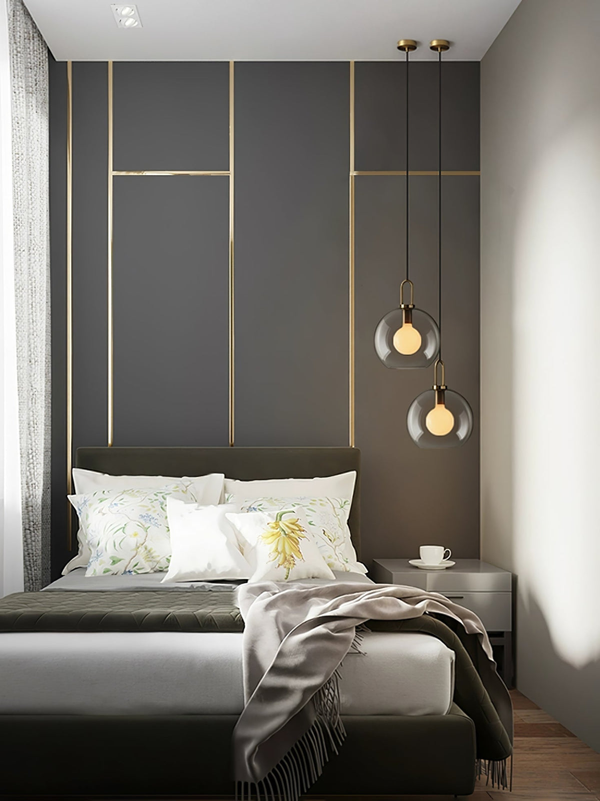 Glass Globe Hanging Light Fixture with Adjustable Cord for Dining Room Kitchen Island Bedroom Modern Minimalist Ceiling Pendant Lamp