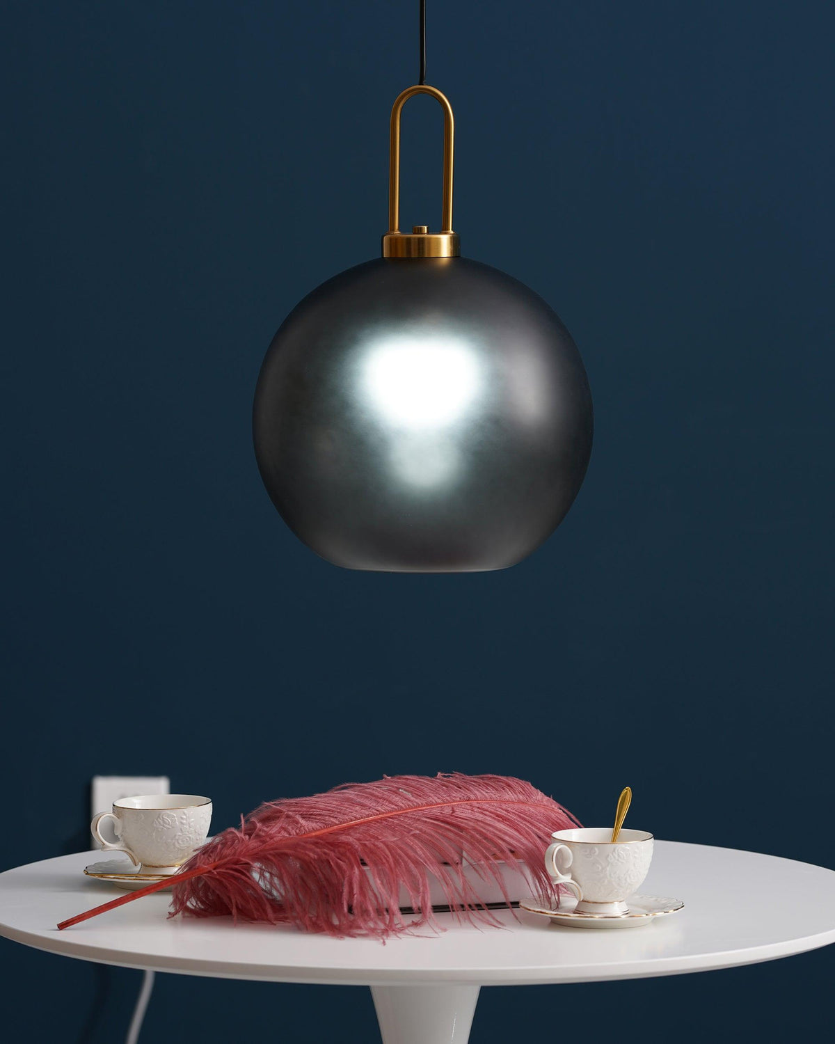 Glass Globe Hanging Light Fixture with Adjustable Cord for Dining Room Kitchen Island Bedroom Modern Minimalist Ceiling Pendant Lamp