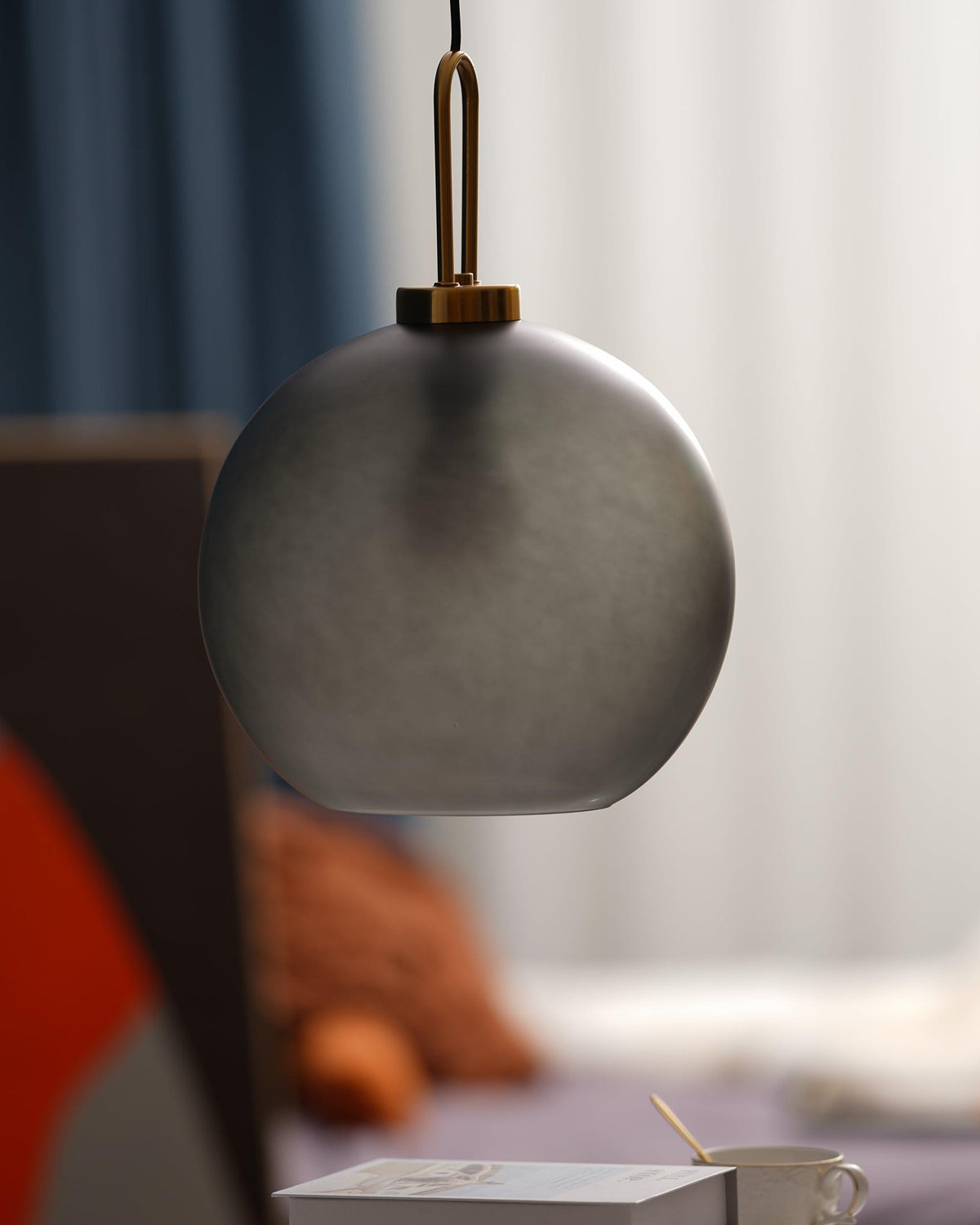 Glass Globe Hanging Light Fixture with Adjustable Cord for Dining Room Kitchen Island Bedroom Modern Minimalist Ceiling Pendant Lamp
