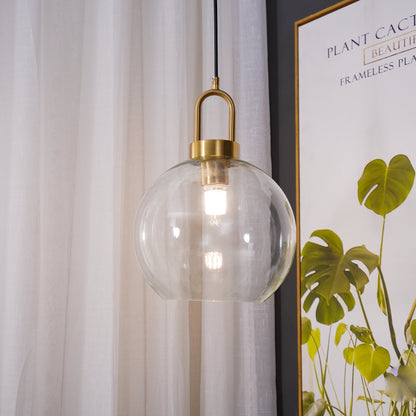 Glass Globe Hanging Light Fixture with Adjustable Cord for Dining Room Kitchen Island Bedroom Modern Minimalist Ceiling Pendant Lamp