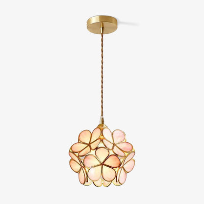 Glass Shade Hanging Fixture 8-Inch Brass Finish Ceiling Light for Kitchen Dining Room Entryway Hardwired with Adjustable Cable