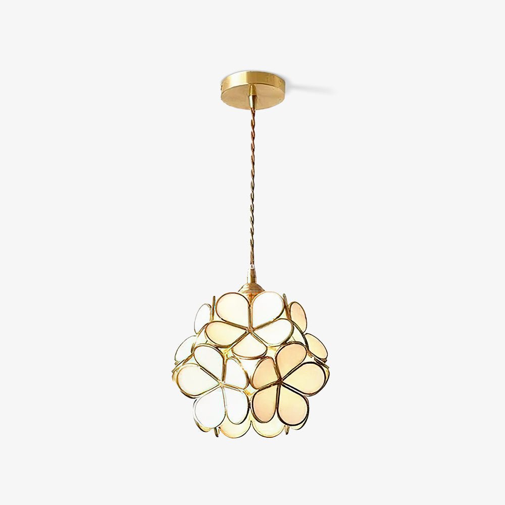 Glass Shade Hanging Fixture 8-Inch Brass Finish Ceiling Light for Kitchen Dining Room Entryway Hardwired with Adjustable Cable
