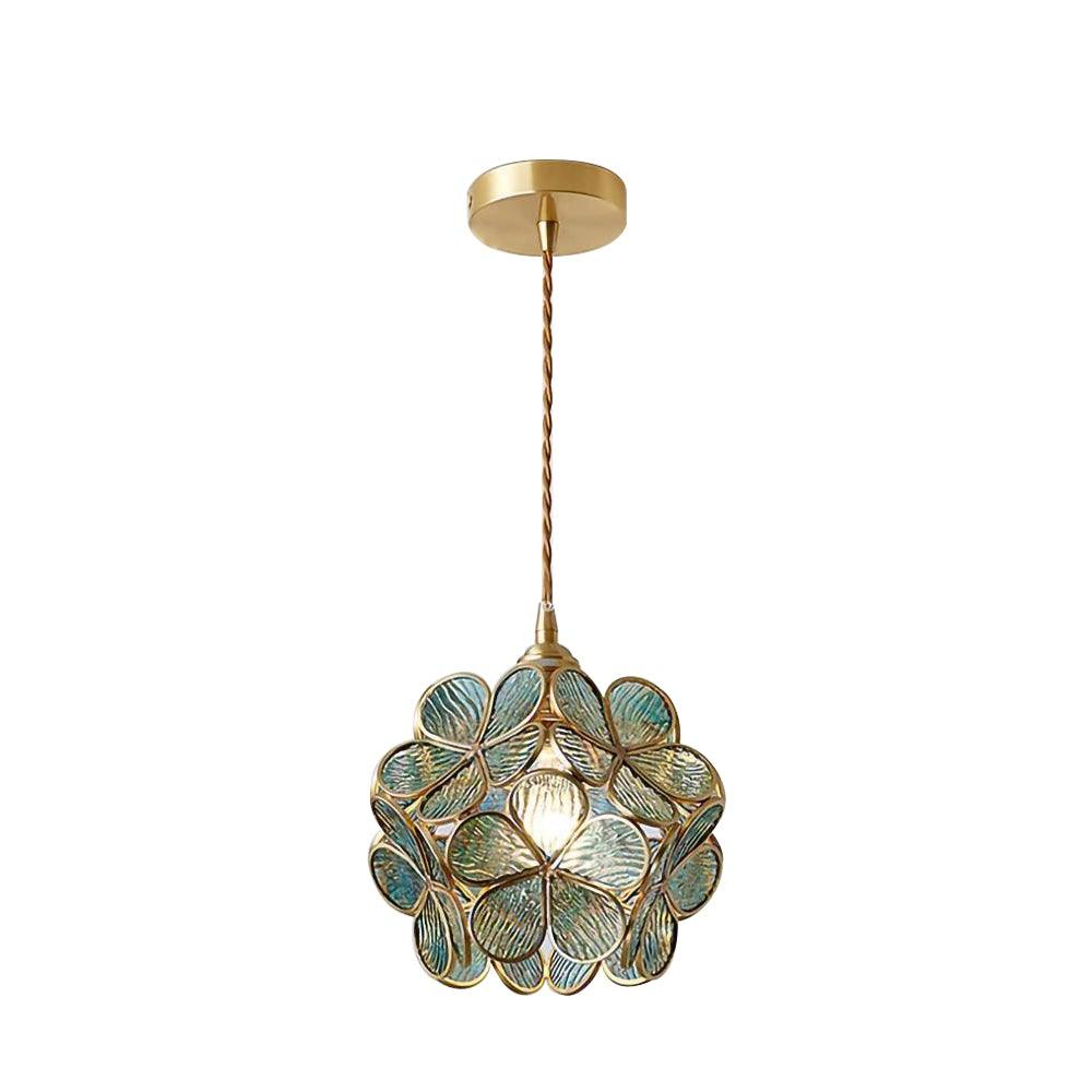 Glass Shade Hanging Fixture 8-Inch Brass Finish Ceiling Light for Kitchen Dining Room Entryway Hardwired with Adjustable Cable