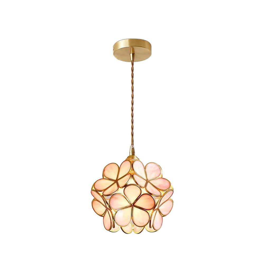 Glass Shade Hanging Fixture 8-Inch Brass Finish Ceiling Light for Kitchen Dining Room Entryway Hardwired with Adjustable Cable
