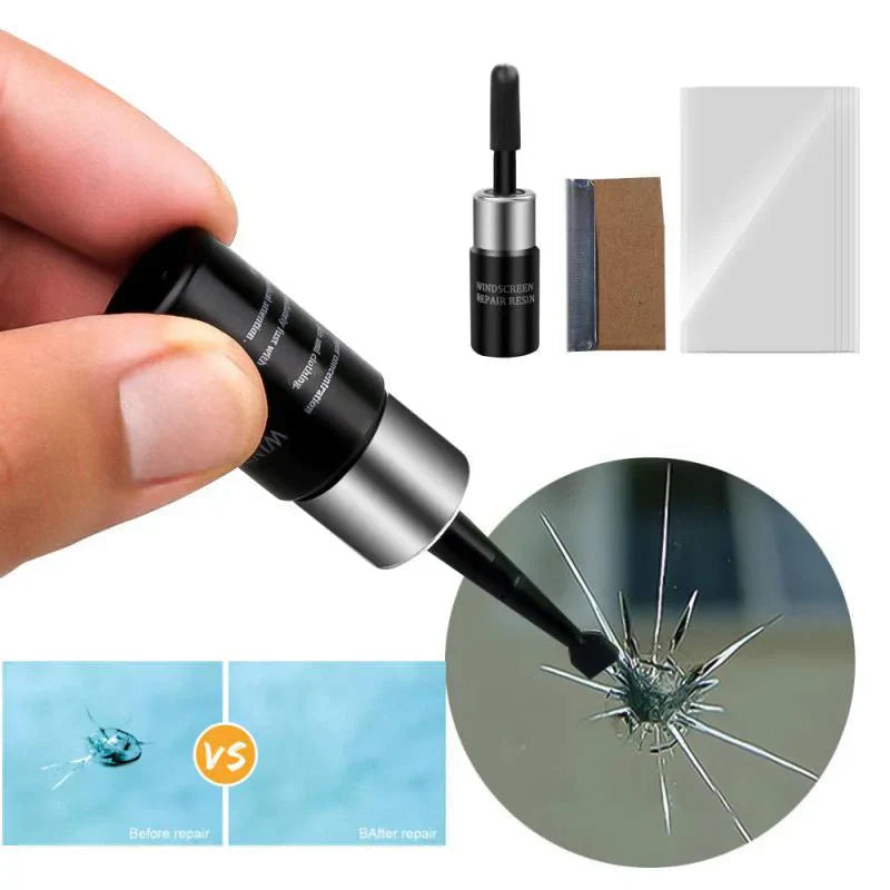 Windshield Repair Kit with Clear Resin, Window Crack Repair for Cars, Glass Repair Kit for Windows and Glass Panels