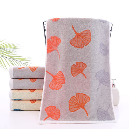 Gleam Bath Towel - 100% Cotton, Ginkgo Leaf Design
