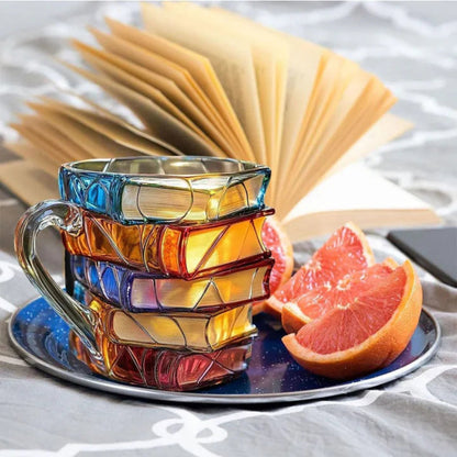 Glimmer Coffee Mug - Handmade Glass, 3D Book Design