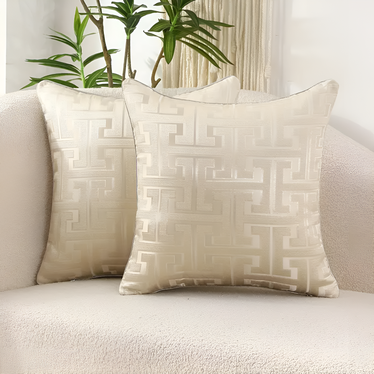 Glimmer Cushion Cover - Chenille and Velvet, Elegant Design for Sofa and Couch