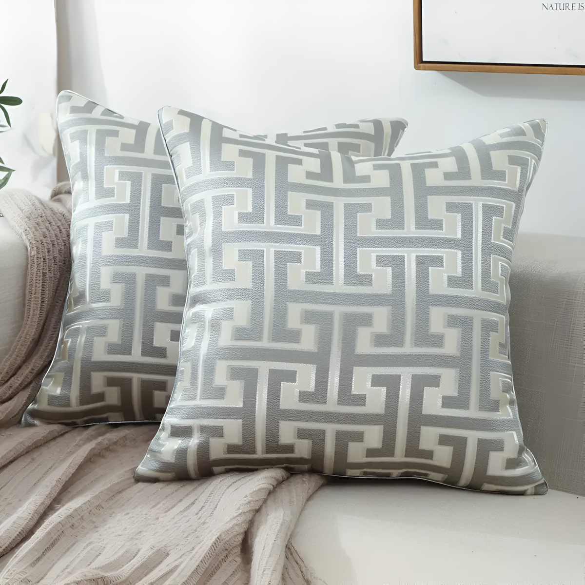 Glimmer Cushion Cover - Chenille and Velvet, Elegant Design for Sofa and Couch