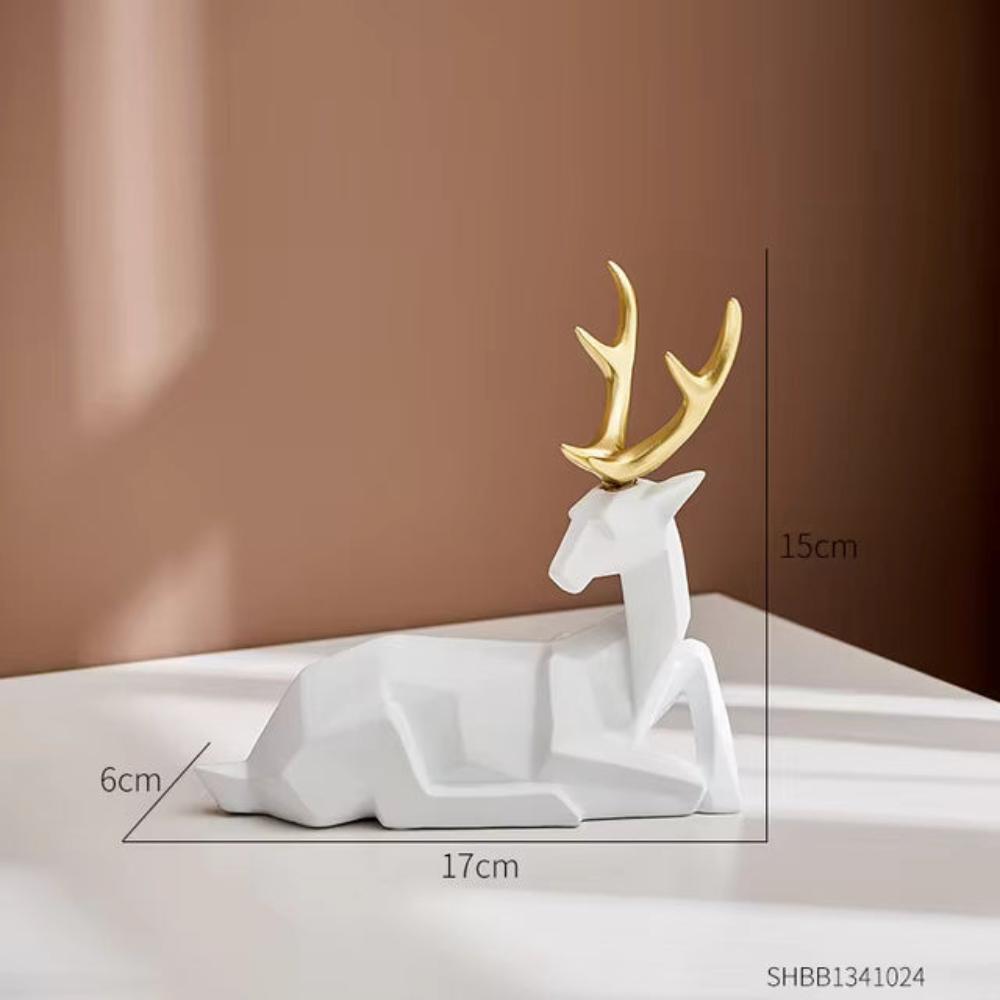 Glimmer Deer Figurine - Modern Geometric Design, High-Quality Resin