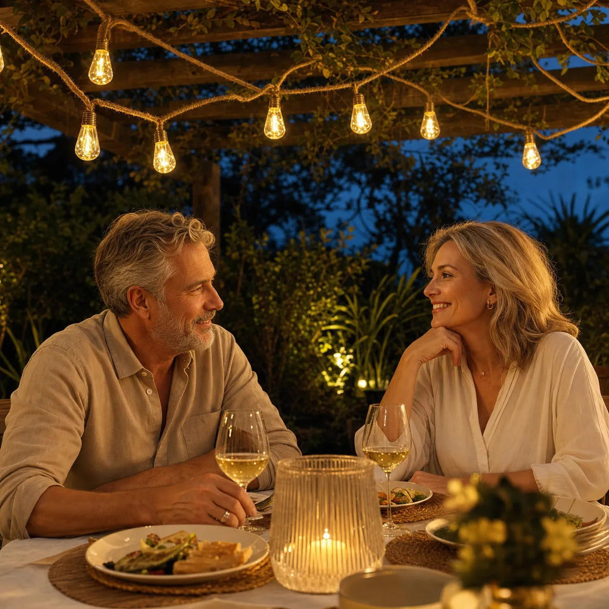 Glimmer Hemp Rope Solar Lights - Weatherproof, Adjustable Length