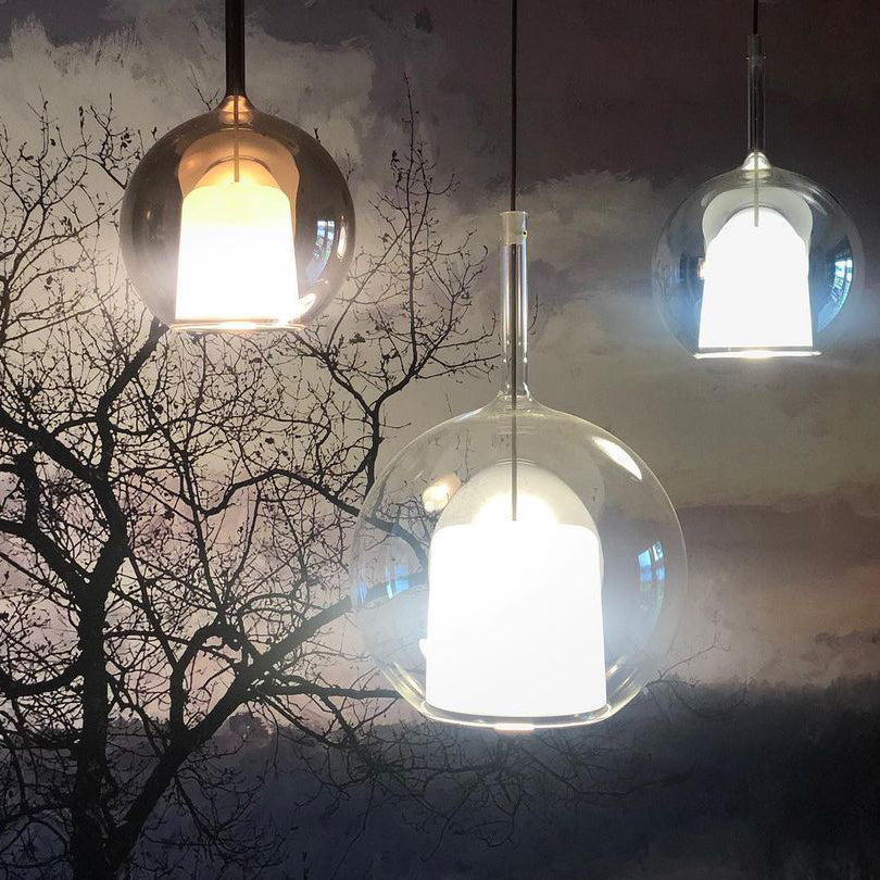 Glass Dome Hanging Ceiling Light 10 Inch for Kitchen Island Dining Room Indoor Pendant Fixture Adjustable Wire Metal Hardware