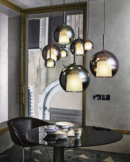 Glass Dome Hanging Ceiling Light 10 Inch for Kitchen Island Dining Room Indoor Pendant Fixture Adjustable Wire Metal Hardware
