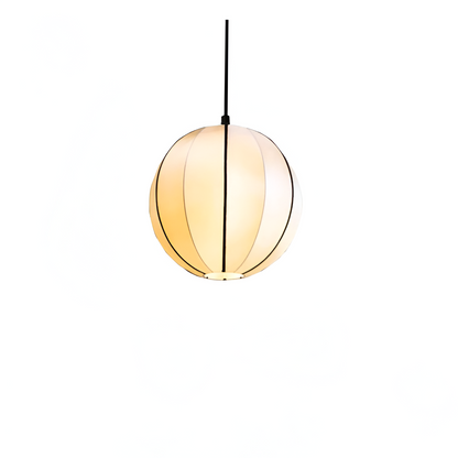 Fabric Ceiling Light 16-Inch Orb Shade for Dining Room Bedroom Kitchen Island White Silk Hanging Fixture E27 Socket Adjustable Height