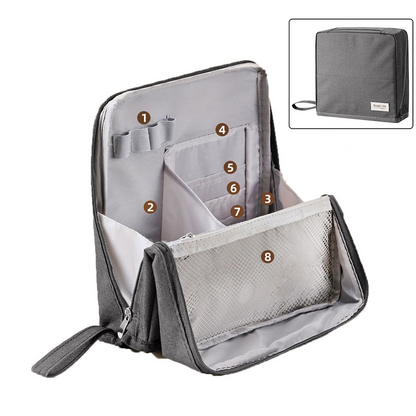 Travel Cosmetics Organizer Bag with Compartments Waterproof Nylon Padded Case for Brushes Palettes Skincare Women's Portable Storage Pouch