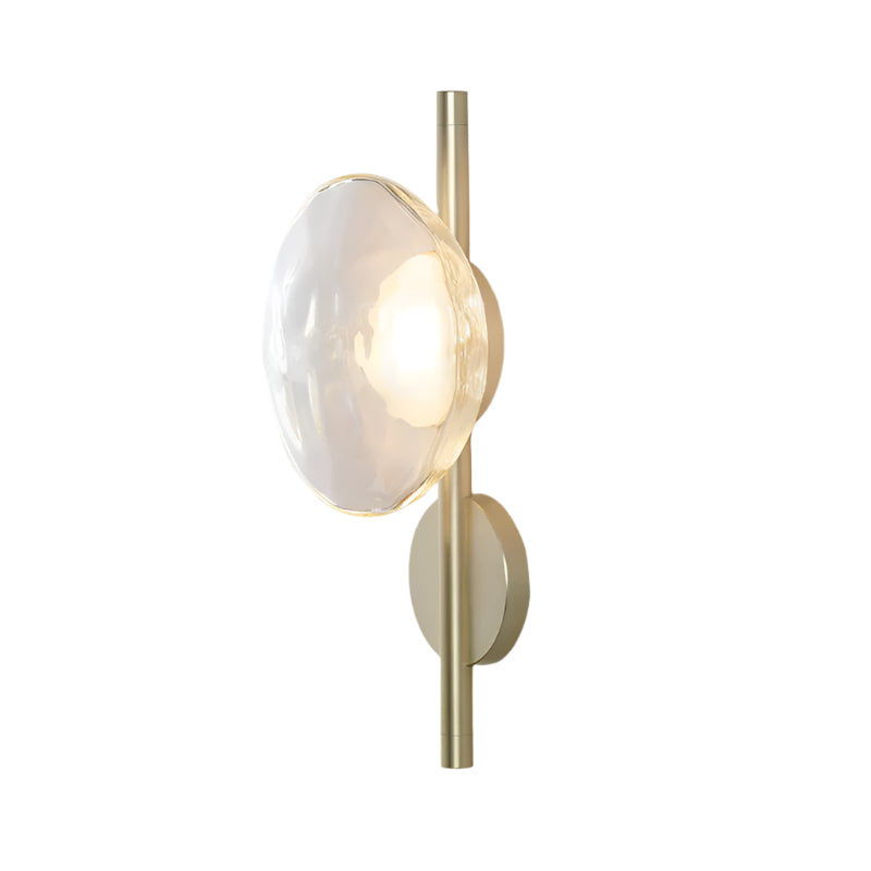Modern Glass Sconce Light for Bedroom Hallway | Textured LED Wall Fixture Black or Gold Finish | Indoor Ambient Lighting