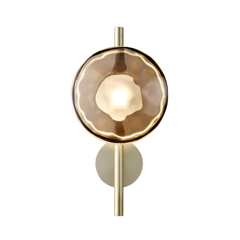Modern Glass Sconce Light for Bedroom Hallway | Textured LED Wall Fixture Black or Gold Finish | Indoor Ambient Lighting