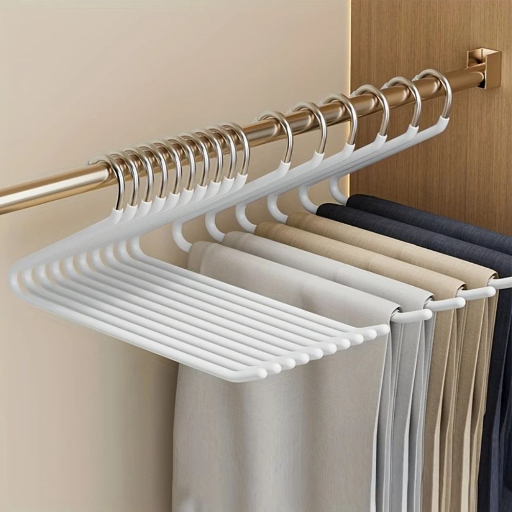 Stainless Steel Pants Hangers 10-Pack – Space-Saving Z-Shape Design for Closet Organization, Trousers & Scarves