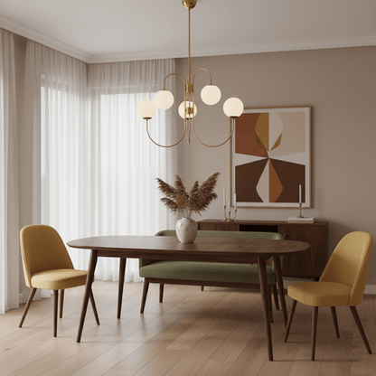 Multi-Arm Ceiling Light Fixture Metal Frame Frosted Glass Shades Gold Black White 30 Inch Diameter Living Room Dining Room Bedroom Overhead